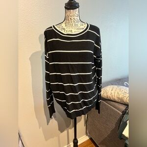 Banana Republic Black and White Striped Lightweight Sweater